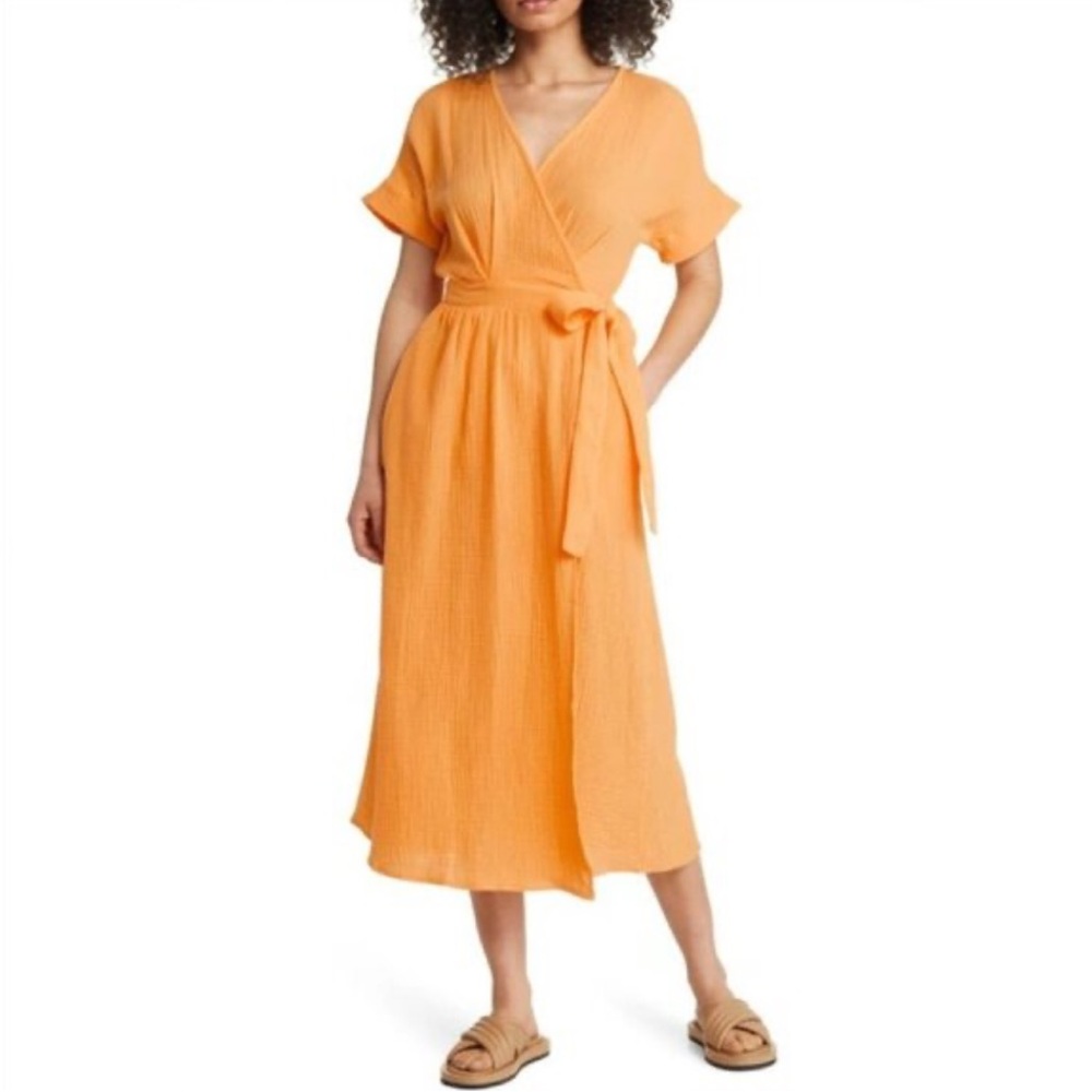 NWT Marine Layer Orange and Yellow Midi Dress